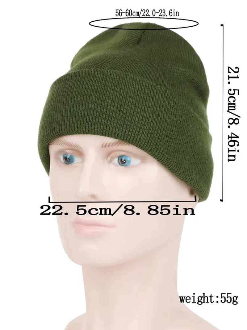 Unisex Solid Color Casual Simple Style Plain Color Beanie Hat, Fashionable Knitted Beanie Hat, Warm Beanie Hat for Fall & Winter, 2024 All-Match New Style Beanies