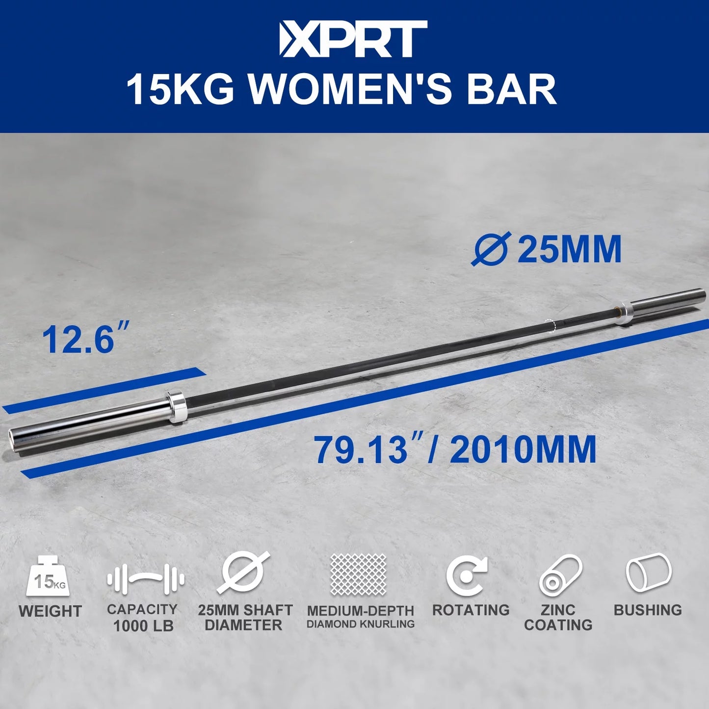 15KG Olympic Weightlifting Barbell Women'S Bar Rated 1000Lbs