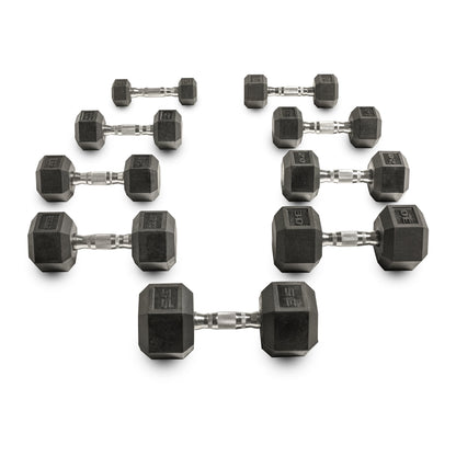 Barbell, 10Lb Coated Rubber Hex Dumbbell, Pair