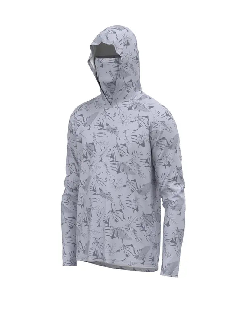 Men'S Leaf Print Long Sleeve Hooded Sports Jacket, Quick Drying Breathable Sporty Outerwear for Outdoor, Gym Tops, Sports Running Jacket, Lu Yahai Fishing Clothes, Sport & Outdoor Clothing