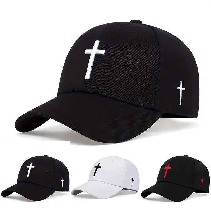 Unisex Cross Embroidery Snapback Baseball Caps Spring and Autumn Outdoor Adjustable Casual Hats Sunscreen Hat Cotton Baseball Cap Winter Summer