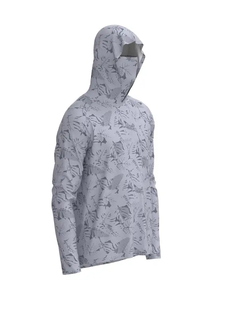 Men'S Leaf Print Long Sleeve Hooded Sports Jacket, Quick Drying Breathable Sporty Outerwear for Outdoor, Gym Tops, Sports Running Jacket, Lu Yahai Fishing Clothes, Sport & Outdoor Clothing