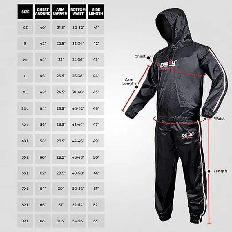 DEFY Heavy Duty Sweat Suit Sauna Exercise Gym Sauna Suit Fitness Workout Anti-Rip with Hood