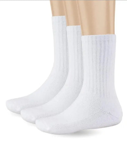 Pro Club Mens 3PC Heavyweight Cotton Crew Socks with Ribbed Knit for Casual Comfort