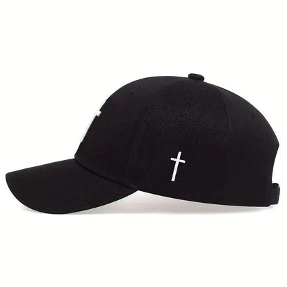 Unisex Cross Embroidery Snapback Baseball Caps Spring and Autumn Outdoor Adjustable Casual Hats Sunscreen Hat Cotton Baseball Cap Winter Summer