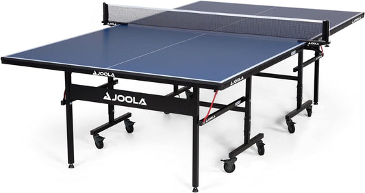 inside - Professional MDF Indoor Table Tennis Table with Quick Clamp Ping Pong Net and Post Set - 10 Minute Easy Assembly - Ping Pong Table with Single Player Playback Mode