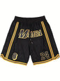 Men'S Black Mamba 24 Basketball Shorts Retro Mesh Embroidered Stitched with Zipper Pockets Quick Dry Breathable Shorts for Men Size S-XXXL