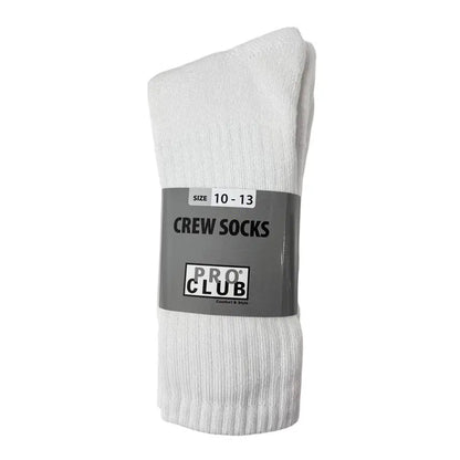 Pro Club Mens 3PC Heavyweight Cotton Crew Socks with Ribbed Knit for Casual Comfort