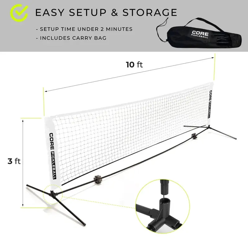 Mini Pickleball Net | Dink Trainer by CORE | 10 Feet