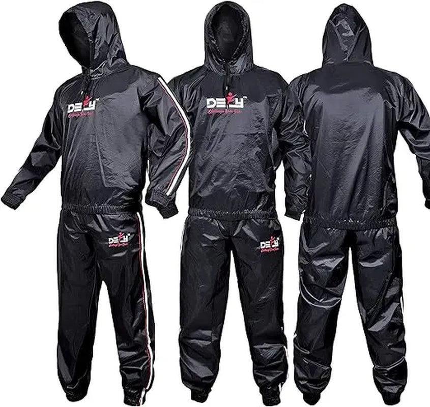 DEFY Heavy Duty Sweat Suit Sauna Exercise Gym Sauna Suit Fitness Workout Anti-Rip with Hood