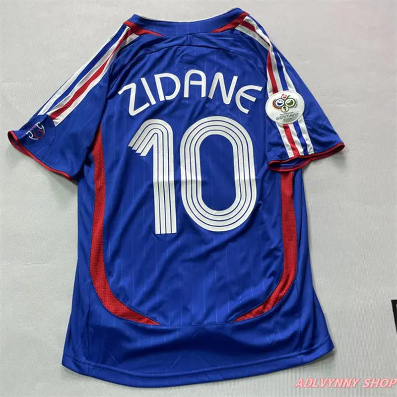 2006 FIFA World Cup France National Team Home Short Sleeve Uniform No.10 Zidane Fan Edition Retro Soccer Jersey Blue