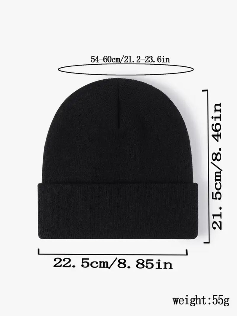 Unisex Solid Color Casual Simple Style Plain Color Beanie Hat, Fashionable Knitted Beanie Hat, Warm Beanie Hat for Fall & Winter, 2024 All-Match New Style Beanies