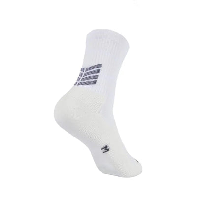 Teqnigrip Crew Grip Sock / White for Soccer, Lacrosse, Basketball and Football