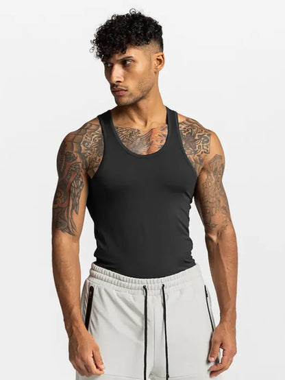 Men'S Plain Scoop Neck Tank Top, Men'S Summer Clothes, Casual Sporty Slim Quick Dry Mesh Tank Top for Gym Workout Running