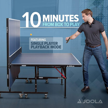 inside - Professional MDF Indoor Table Tennis Table with Quick Clamp Ping Pong Net and Post Set - 10 Minute Easy Assembly - Ping Pong Table with Single Player Playback Mode