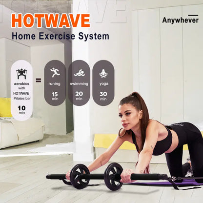 HOTWAVE Pilates Bar Kit with 15 Gym Accessories for Portable Home Gym Workout