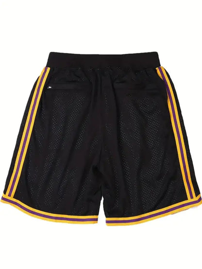 Men'S Black Mamba 24 Basketball Shorts Retro Mesh Embroidered Stitched with Zipper Pockets Quick Dry Breathable Shorts for Men Size S-XXXL