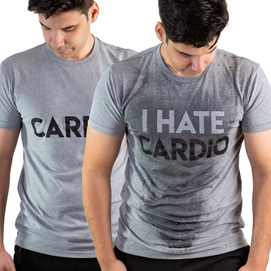 I Hate Cardio Sweat Activated T-Shirt Gym Shirt. Invisible Design until You Sweat