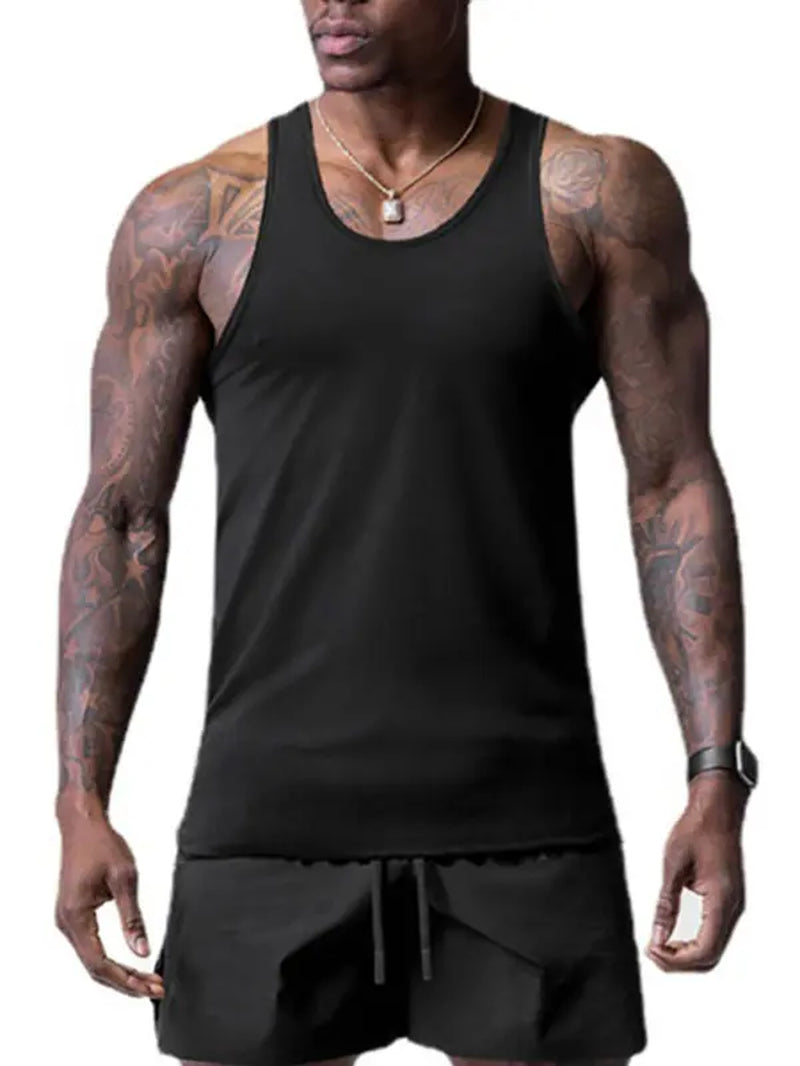 Men'S Plain Scoop Neck Tank Top, Men'S Summer Clothes, Casual Sporty Slim Quick Dry Mesh Tank Top for Gym Workout Running