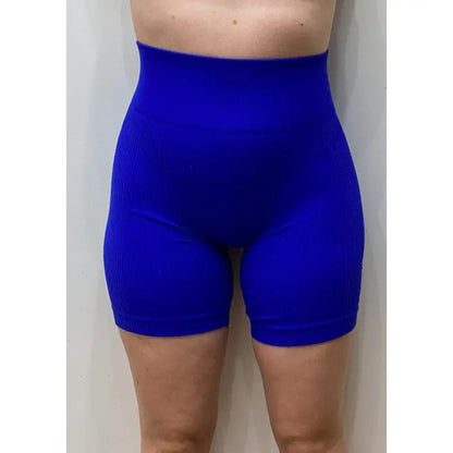 Basic Seamless Ribbed Biker Shorts | BLUE