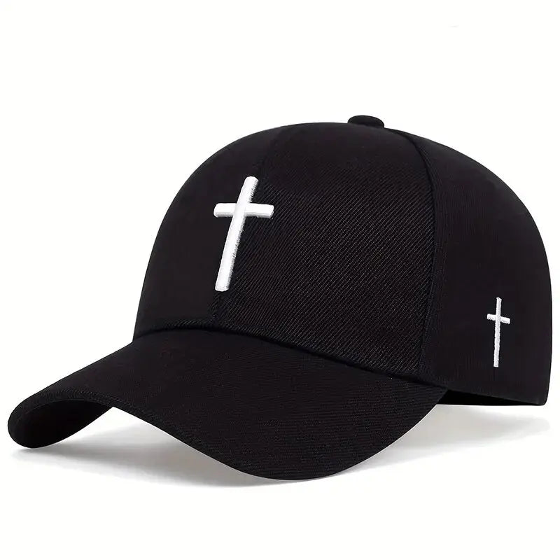 Unisex Cross Embroidery Snapback Baseball Caps Spring and Autumn Outdoor Adjustable Casual Hats Sunscreen Hat Cotton Baseball Cap Winter Summer