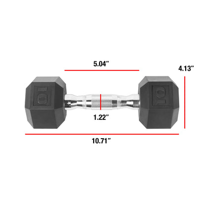 Barbell, 10Lb Coated Rubber Hex Dumbbell, Pair